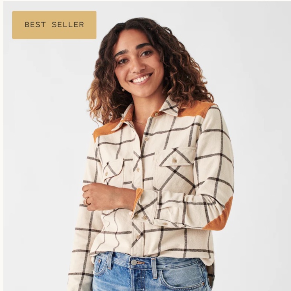 Faherty Olivia Flannel Plaid Corduroy Shirt XS